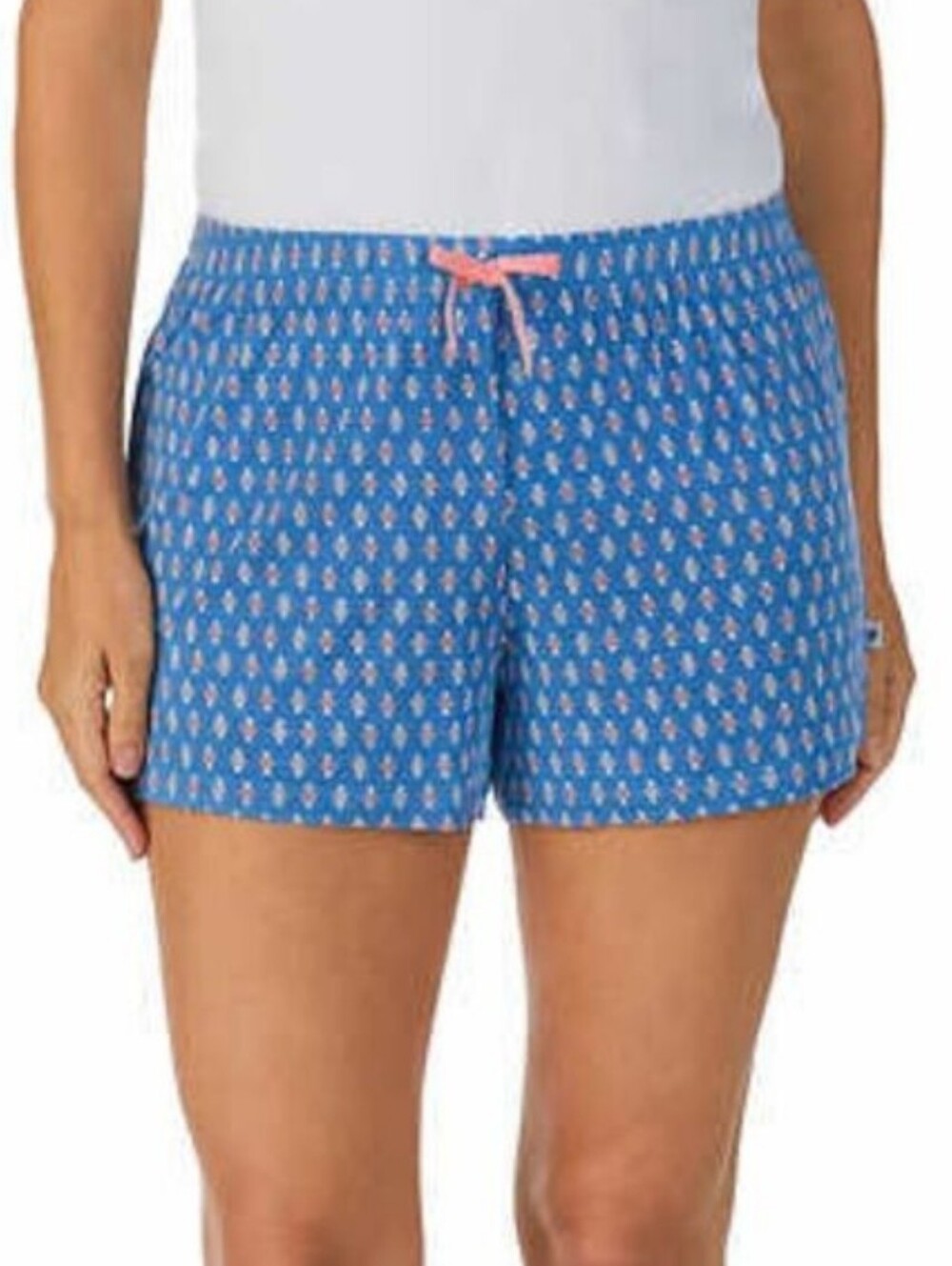 Jane and Bleecker Periwinkle Floral Lounge Shorts with Coral Drawstring